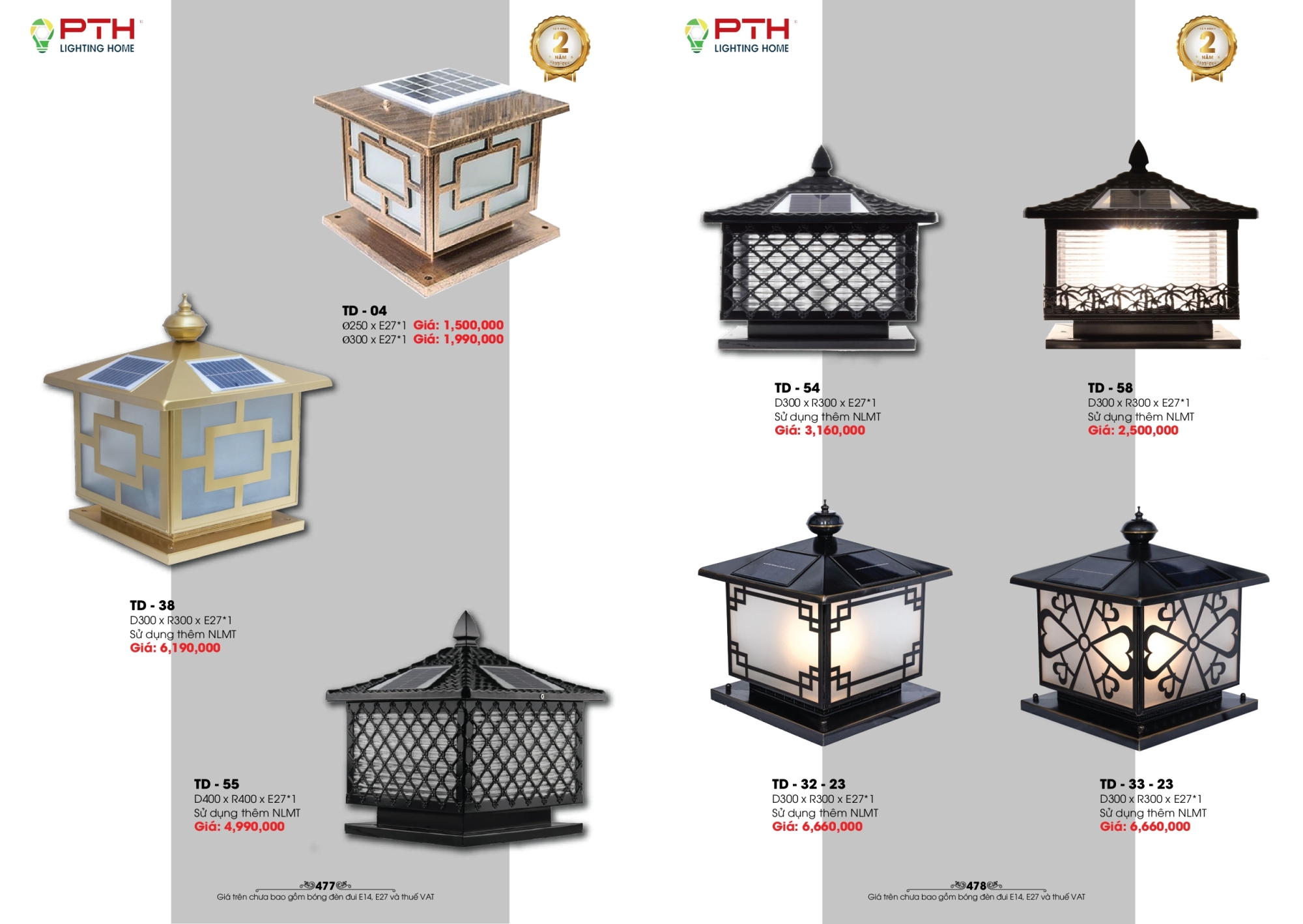 Bảng giá đèn trang trí PTH Lighting Home 2026